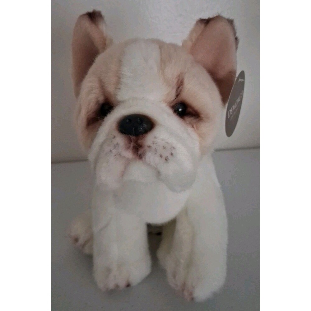 French Bulldog Realistic Stuffed Plush, Tan & White Demdaco